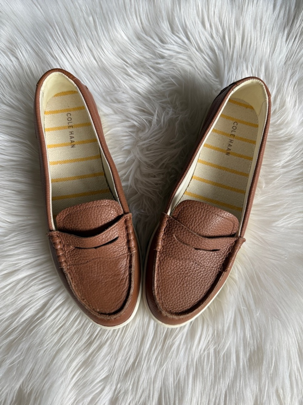Cole Haan Women's Tan Leather Penny Loafers